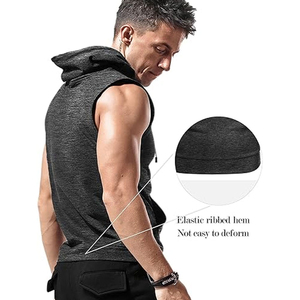 Haute qualité 100% coton sans manches hommes hauts d'entraînement confortable blanc hommes débardeurs sweats à capuche respirant pour l'hiver pas cher - Product Image 3