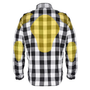 Chemise en flanelle Kevlar doublure de protection en aramide à carreaux noir et blanc avec armure CE chemise d'équitation de course de moto OEM - Product Image 2
