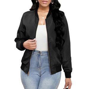 Chaquetas de bombardero de satén para mujer de moda de último estilo a la venta chaqueta de bombardero de satén para mujer cómoda y de moda - Product Image 5