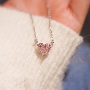 Collar de Diamantes Rosados Reales en Forma de Corazón de Oro Blanco de 18K, 3 Quilates de Peso Total, 2ct de Diamantes Rosados de Forma Elegante Cultivados en Laboratorio, IGI VVS2, Diamantes de Lujo - Product Image 1