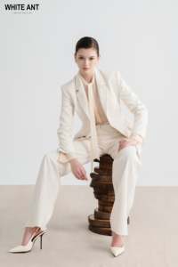 Pantalon femme blanc taille haute livraison rapide pantalon droit Mara formel coton biologique blanc exportateur de vêtements du Vietnam - Product Image 5