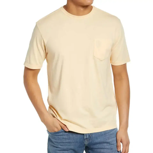 Camiseta 100% de algodón para hombre, Camiseta lisa de manga corta en blanco con bolsillo, secado rápido, serigrafiada de alta calidad con logotipo personalizado - Product Image 6