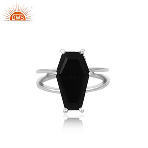 Best Quality Sterling Silver Natural Black Onyx Gemstone Stackable Ring Demi Fine Jewelry for Women Gift for Her - Product Image 2