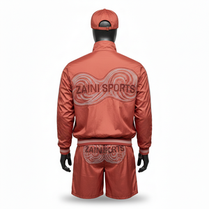 Ensemble court coupe-vent en nylon de haute qualité pour hommes, tissu lisse résistant au vent, panneaux latéraux contrastés, logo par transfert thermique, grande taille - Product Image 2