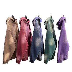 Nouveaux sweats à capuche en coton lavé délavé multicolores pour l'automne et l'hiver, tendance homme et femme, haut en pur coton, logo personnalisé - Product Image 1