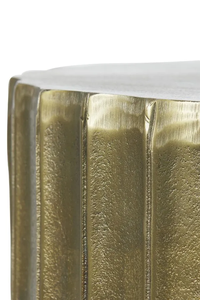 Tabouret d'appoint rond en aluminium durable plaqué or, meuble décoratif avec incrustations d'os pour salon et chambre à coucher - Product Image 3