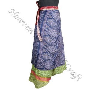 Hippie bohême femmes porter traditionnel plage Rapron femmes vêtements jupe portefeuille 2 couches réversible magique soie Saris Wrap longue jupe - Product Image 3