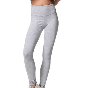 <b>Women's</b> High Waist Solid <b>Grey</b> Full Length Breathable Seamless Knitted Athletic <b>Leggings</b> Stretchy Sporty Tights - Product Image 1