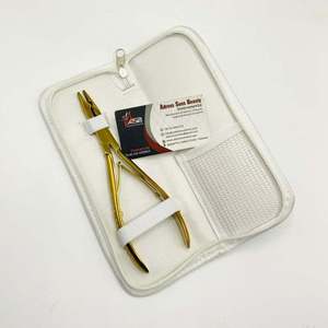 Alicates profesionales para extensiones de cabello de microanillo de acero inoxidable chapados en oro, herramienta de punta plana multifuncional con logotipo privado - Product Image 5