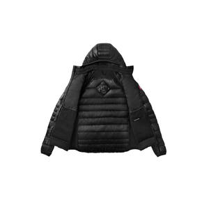 แจ็กเก็ตขนเป็ดปกตั้งแบบบางสำหรับผู้ชายสีดำมีซิปปรับแต่งได้สำหรับฤดูหนาว - Product Image 2