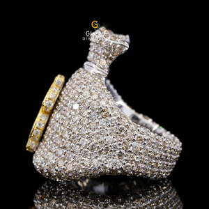 Anillo personalizado de oro blanco de 10 quilates para hombre, signo de dólar completamente helado, corte brillante, claridad VVS, estilo Hip Hop, diamante, fiesta de piedra principal - Product Image 5