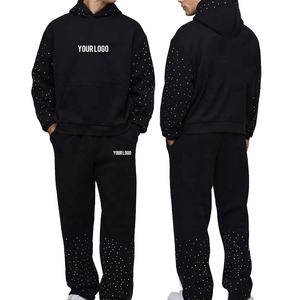 Conjunto de chándal de terciopelo con bordado personalizado OEM, chaqueta y pantalones de terciopelo, chándal de lujo de terciopelo grueso de 400 g/m² - Product Image 1