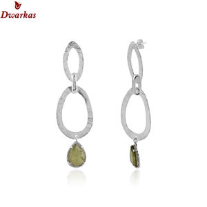 925 plata esterlina natural doblete Kenia cuarzo piedra preciosa martillo pendiente joyería personalizada fabricación - Product Image 2