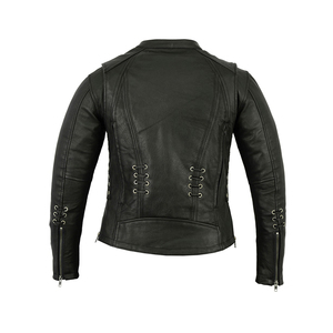 เสื้อแจ็กเก็ตหนังแท้สีดำสำหรับผู้ชายเสื้อแจ็คเก็ตหนังแพะผลิตภัณฑ์เสื้อผ้าหนังยาว3/4 - Product Image 5