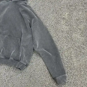 Sweat à capuche Streetwear personnalisé sans ficelle polaire vierge fermeture éclair double couche vintage lavage à l'acide soleil fané sweats à capuche en détresse pour hommes - Product Image 3