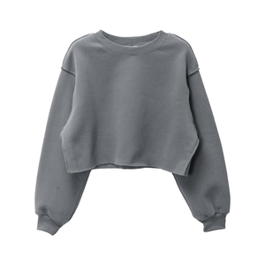 Personalizar señoras Fleece Crop Top sudadera de manga larga de las mujeres sudaderas 100% Material de algodón recortado cuello redondo sudadera de las mujeres - Product Image 1