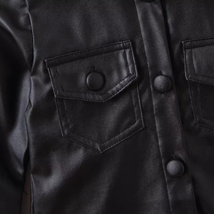 Stock Children Flight <b>Jacket</b> Stand Collar Winter <b>Kids</b> Leather <b>Jacket</b> Boys Girls Eco-Friendly Waterproof Breathable Anti-UV Front - Product Image 4