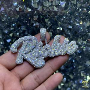 Joyería Hip Hop personalizada VVS Lab Grown Diamonds 925 Sterling Silver 3D Letter Pendant Jewelry - Product Image 3