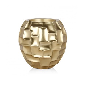 Unique Waves Design Cast Aluminum Flower Vase with Natural Brass Finishing Floor and Table Decorative Flower Vase - Product Image 1