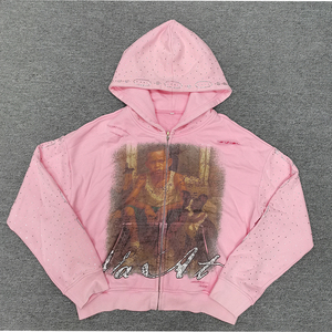 Pull en molleton vintage éco-responsable avec strass personnalisés, style streetwear, coupe ample et oversize, 100% coton, impression DTG pour l'hiver - Product Image 1