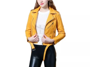 แจ็กเก็ตสั้นสีดำสำหรับผู้หญิง, แจ็กเก็ตหนัง PU สีดำบางเฉียบสำหรับฤดูใบไม้ร่วง - Product Image 5