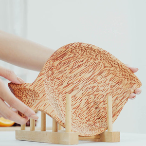 Assiette en bois de noix de coco écologique Vaisselle naturelle Plat de service écologique fabriqué à la main Exportation en vrac du Vietnam - Product Image 6