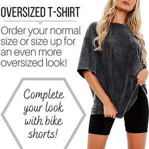 Camisetas de vestir informales lavadas con ácido de aspecto Vintage para mujer, camisetas de vestir informales lavadas transpirables de gran tamaño para mujer - Product Image 4