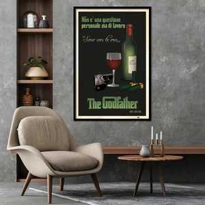 Affiche style moderne Le Parrain, motif bouteille de vin Sono Con Te Ora, design nature morte - Product Image 1