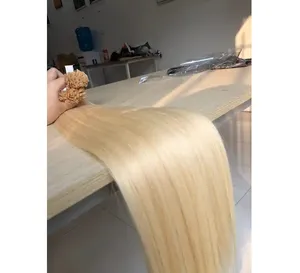 도매 100% 처녀 레미 머리 환경 친화적 인 금발 색상 러시아 사람의 머리 벌크 머리 확장