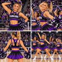 Ensemble d'entraînement personnalisé pour cheerleading avec strass, violet dégradé, tenue d'équipe All Star Varsity, ensemble soutien-gorge et jupe