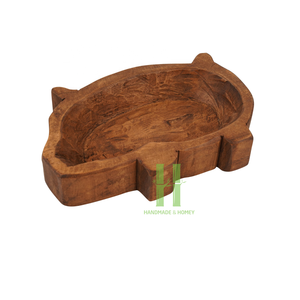 Bol à pâte en bois vintage bol à pâte ovale rustique pour la fabrication de bougies bol à pâte de Noël Vietnam vente en gros artisanat HNH - Product Image 3