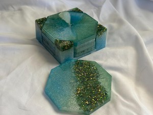Resin Coasters Art Deco Floral Design Wedding Birthday Christmas Customizable Color Irregular Shape Wood Handicraft - Product Image 6
