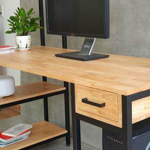 Rubber Wood <b>Computer</b> <b>Desk</b> with Integrated Shelves and Drawers Iron Frame for Home Office-COD68049 - Product Image 5