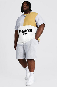 Ensemble de t-shirts à la mode décontractés pour hommes, col rond, manches courtes, pantalon court, design simple, grande taille et respirant - Product Image 2