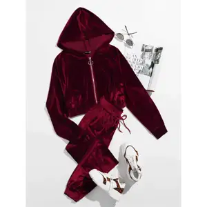 2022 Custom Fabric Design Women Zip Up Hoodie And Jogger Set Track Suits For Ladies Gym Fitness Joggers Velvet Tracksuit