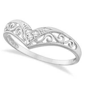 Bague statement en or blanc 14 carats de style antique Chevron avec motif géométrique et incrustation de pierres taillées, plaqué or pur - Product Image 2