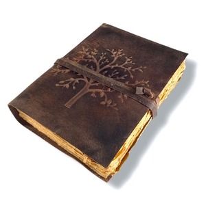240 Vintage Pages Arbre de Vie En Cuir Gaufré Journal Pur Naturel À La Main avec Fil À Coudre et Selle Couture Reliure - Product Image 1