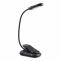 Lampe de lecture LED rechargeable par USB avec batterie 500 mAh, 3 couleurs de lumière, 5 niveaux de luminosité et col de cygne flexible