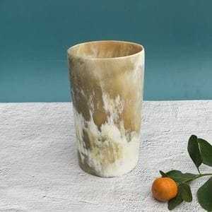 <b>Viking</b> Short Horn <b>Cup</b> Carved Natural Horn Glass with Brass Border for Beer Good Quality Modern by crescent crafts - Product Image 3