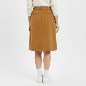 Falda Casual Corta para Mujer, Color Caqui, Cintura Elástica, Corte en A - Product Image 4