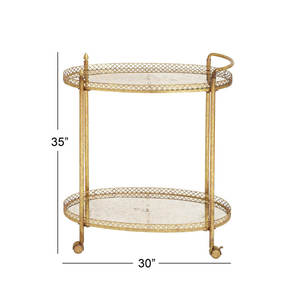 Gold Plated Customize Metal Trolley for Hotel and Restaurant Use Decorative and Premium Design Trolley with Wheel at Wholesale - Product Image 3