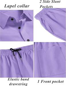 Ensemble de sport décontracté d'été confortable pour homme – Polo à quart de zip et short respirant en maille anti-plis à taille élastique - Product Image 5