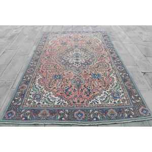 Grand tapis vintage 5,9x9,2 pieds, tapis oriental turc en laine rose - Product Image 1