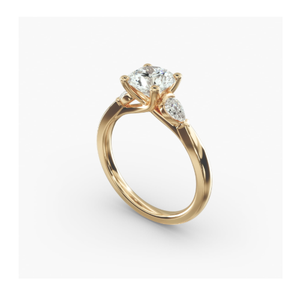 แหวนหมั้นเพชรสามเม็ดดีไซน์วินเทจจาก Konkan – แหวนแฟชั่นสุดหรูสำหรับเจ้าสาวที่เหนือกาลเวลา - Product Image 1