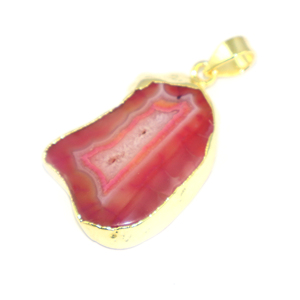 Pendentif en forme fantaisie en agate druzy géode unique, pierre précieuse, plaqué or 22 carats, métal en laiton, bijoux à la mode pour femmes - Product Image 2