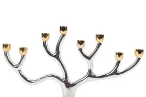 Candélabre de Hanoukka en métal vintage Bougeoirs en aluminium à 9 branches pour les bougies de Noël Religieux - Product Image 3