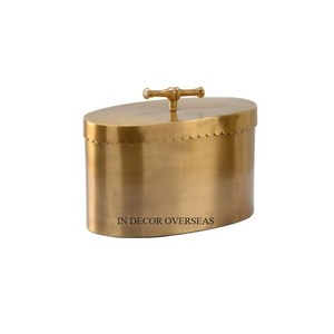 Pot à bougie de pièce maîtresse de table en métal de qualité supérieure plaqué or de forme ovale de haute qualité avec couvercle supérieur vente en gros - Product Image 1