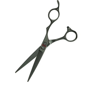 Tijeras de peluquería con estilo profesional, tijeras de corte de pelo con tornillo ajustable de alta calidad, acero inoxidable, negro recto - Product Image 3