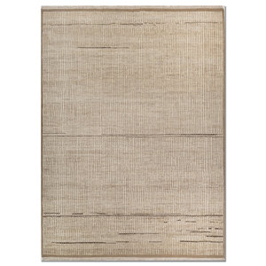 Tapis en laine afghane noué à la main, style bohème, motif rayé, rectangulaire, pour couloir et salon, modèle Manifest Ivory Re-1339 (Cs-01) - Product Image 1