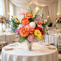 Lot de 2 bouquets de fleurs artificielles en soie, pétales multicouches, couleurs assorties, pour centre de table de mariage, bouquet de mariée, vase de fête, décoration intérieure